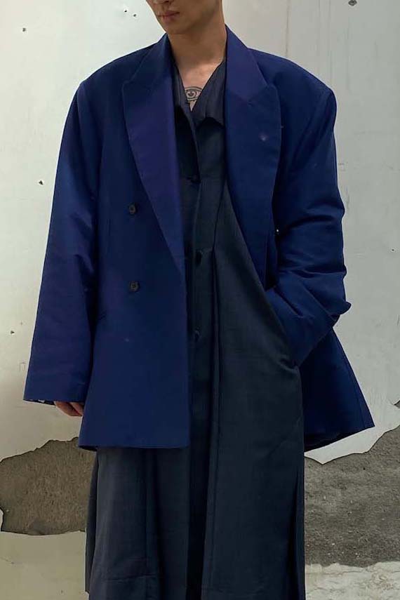 HED MAYNER Retractable Double-Breasted Jacket J23_BLU/ECO Blue PHM2